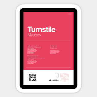 MYSTERY ✅ Turnstile lyrics poster Sticker